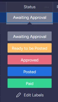 Monday.com status labels