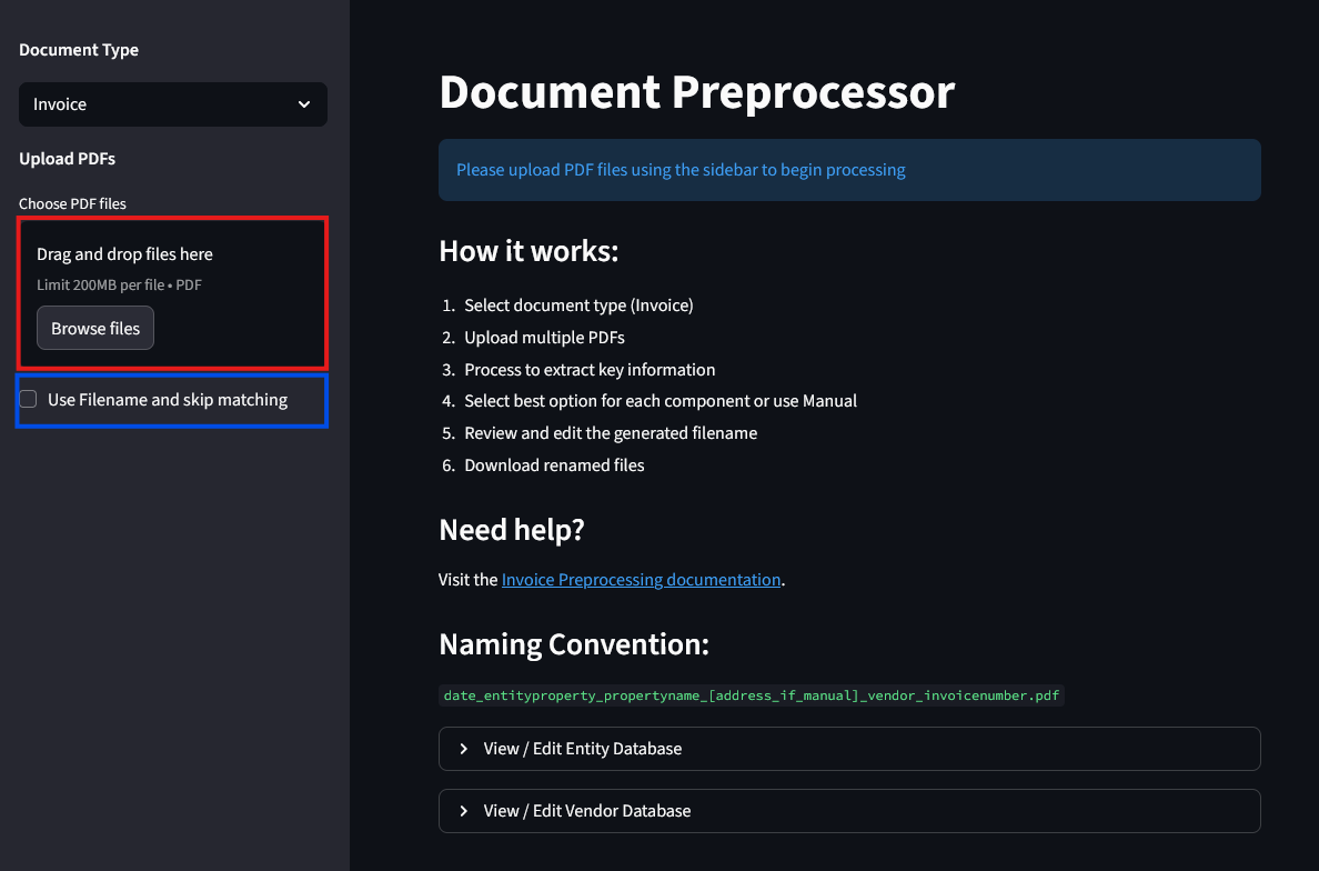 Document Preprocessor dashboard