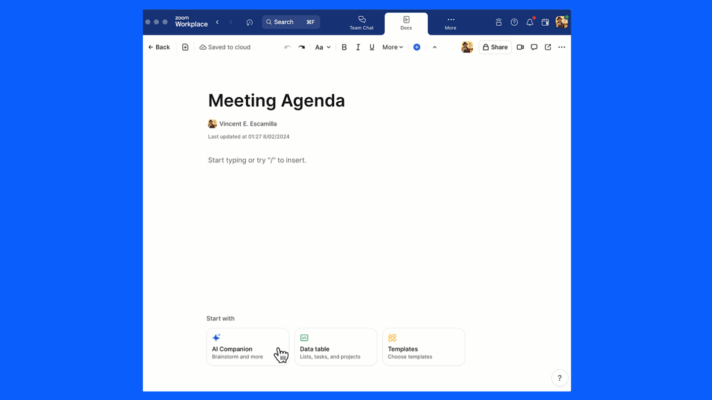 Generating doc content with AI Companion