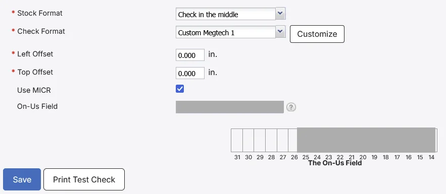 Set Up Checks page showing the required settings